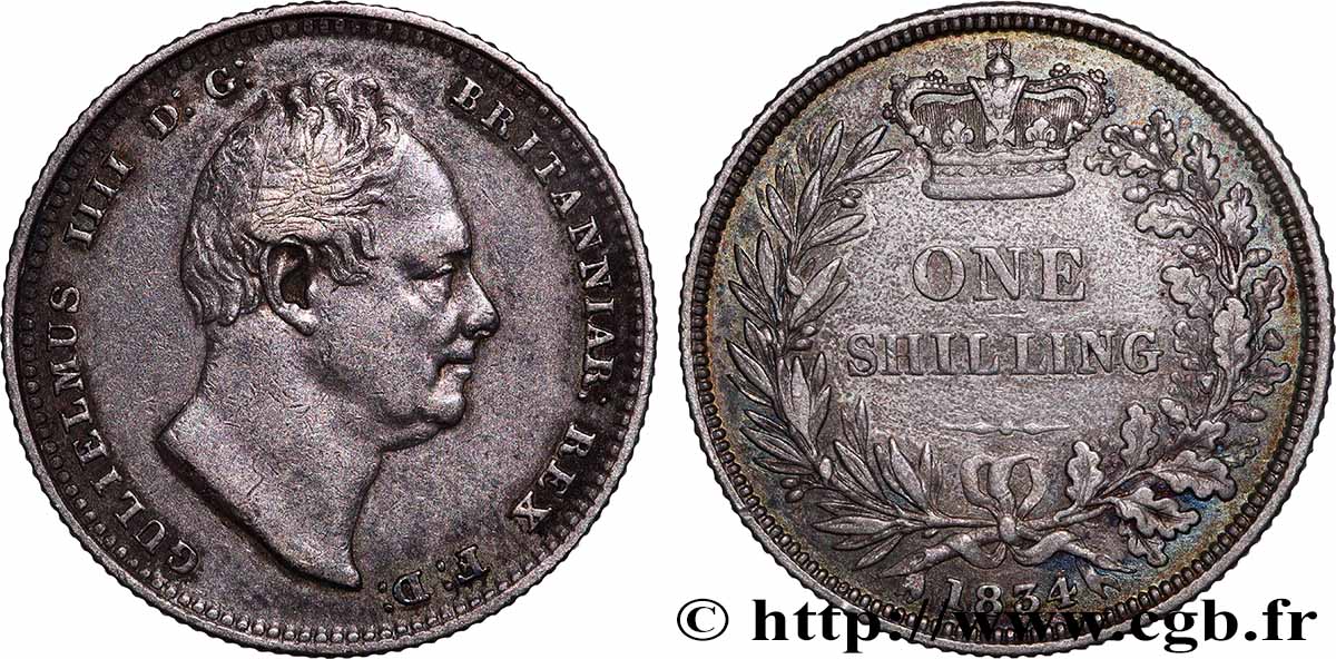 ROYAUME-UNI 1 Shilling Guillaume IV 1834 TTB