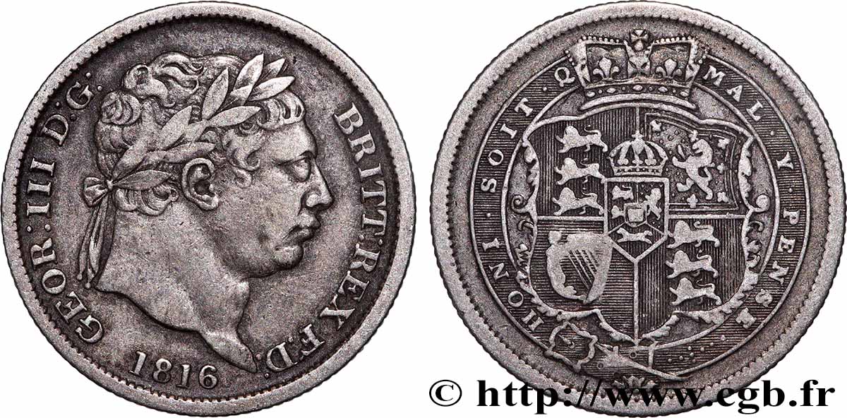 GREAT-BRITAIN - GEORGE III 1 Shilling 1816 XF