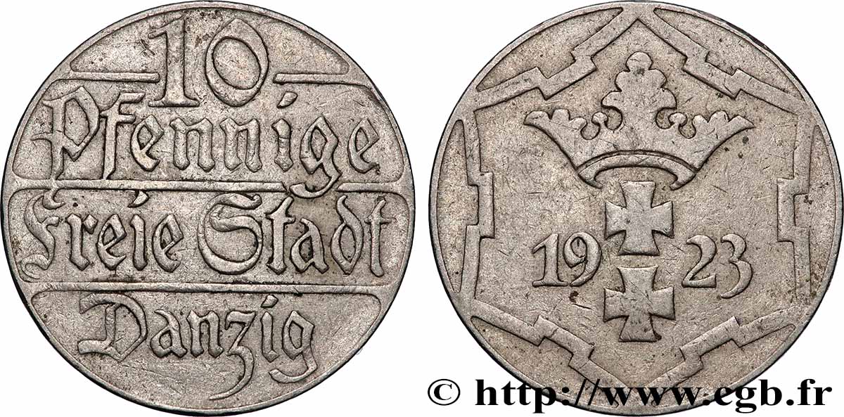 DANZIG (Free City of) 10 Pfennig 1923 Berlin XF