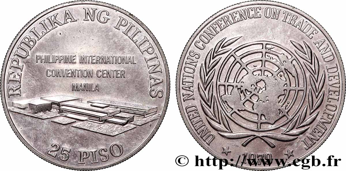 PHILIPPINES 25 Piso Proof Convention center de Manille 1979 MS