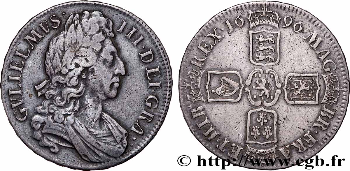 GROSSBRITANIEN - WILHELM III. 1 Crown 1696 fSS
