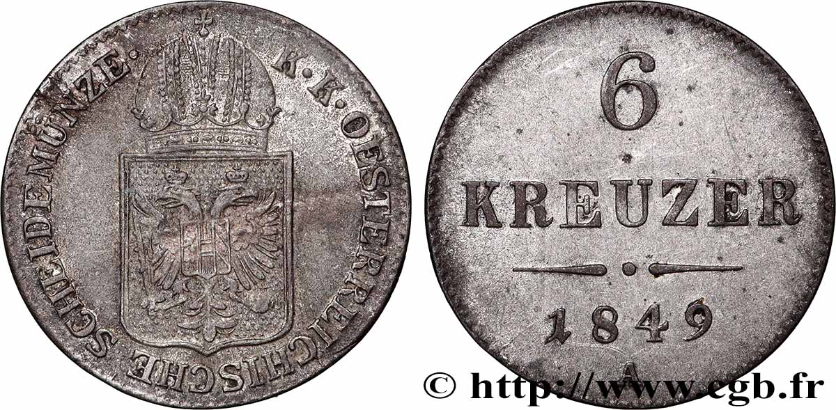 AUSTRIA 6 Kreuzer 1849 Vienne q.SPL