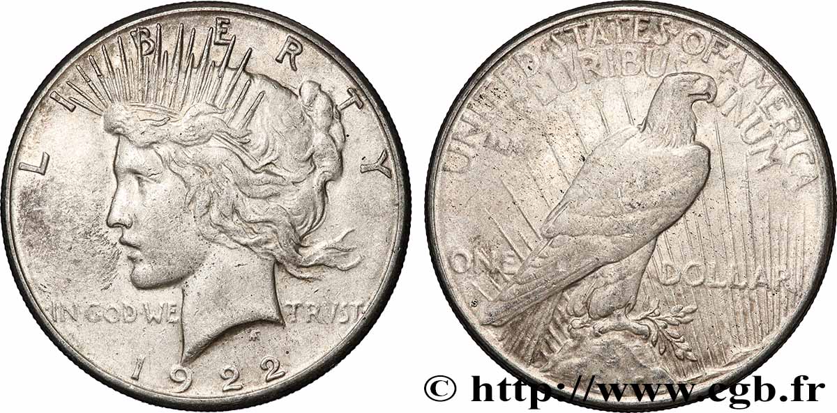 SILVER INVESTMENT 1 Dollar Peace 1922 San Francisco XF