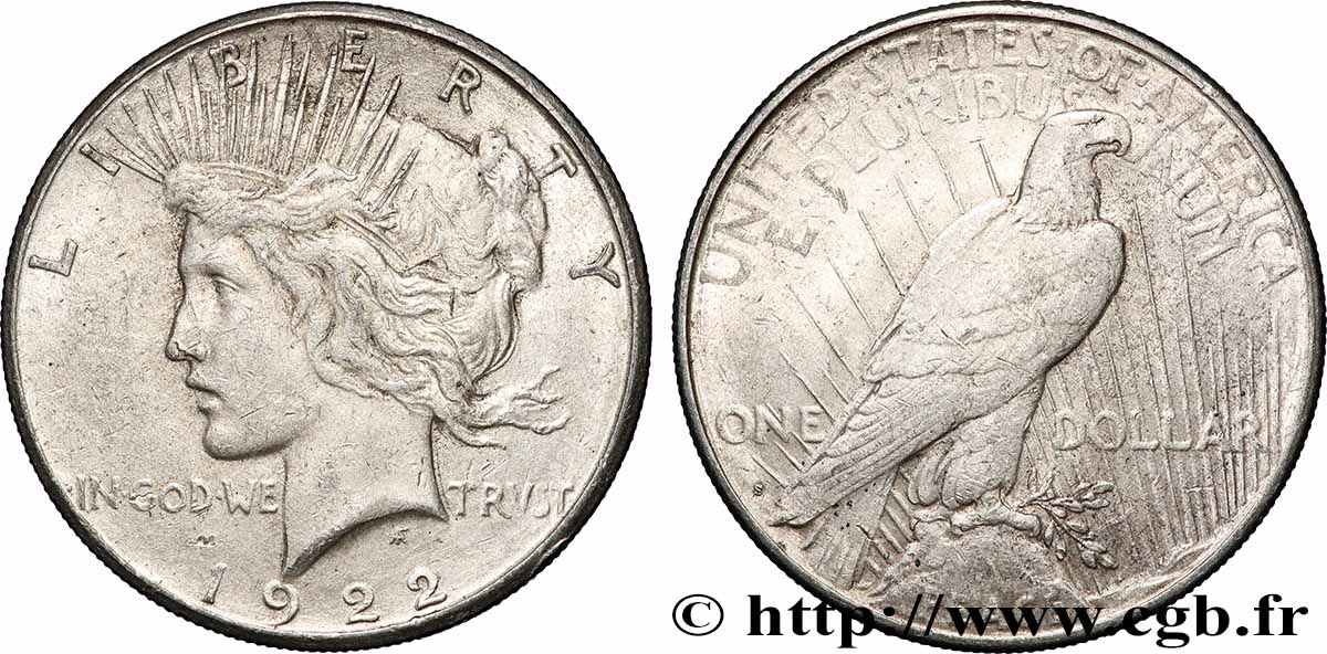 ARGENT D INVESTISSEMENT 1 Dollar Peace 1922 San Francisco TTB