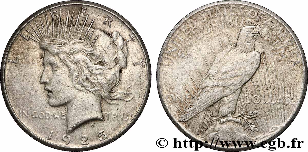 ARGENT D INVESTISSEMENT 1 Dollar type Peace 1925 Philadelphie TTB