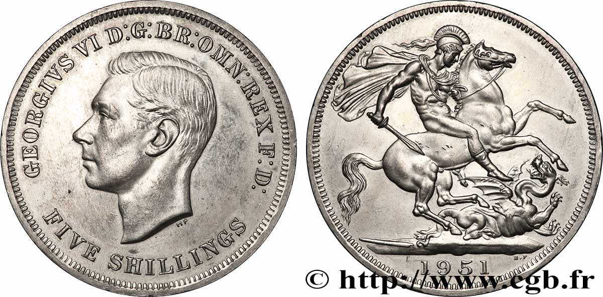 ROYAUME-UNI 1 Crown (5 Shillings) Georges VI 1951 Londres SUP