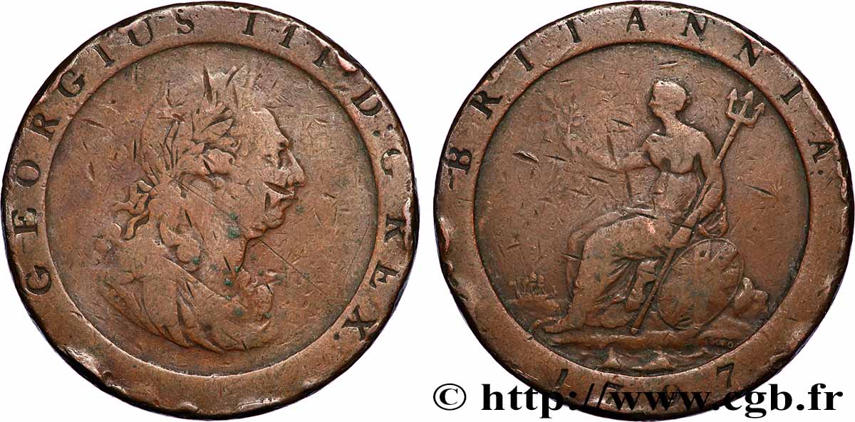 ROYAUME-UNI 1 Penny Georges III 1797 Soho TB