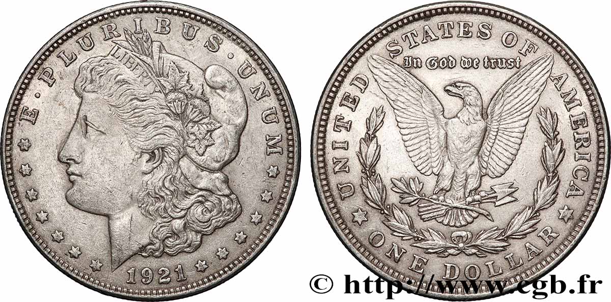 ARGENT D INVESTISSEMENT 1 Dollar Morgan 1921 Philadelphie TTB+