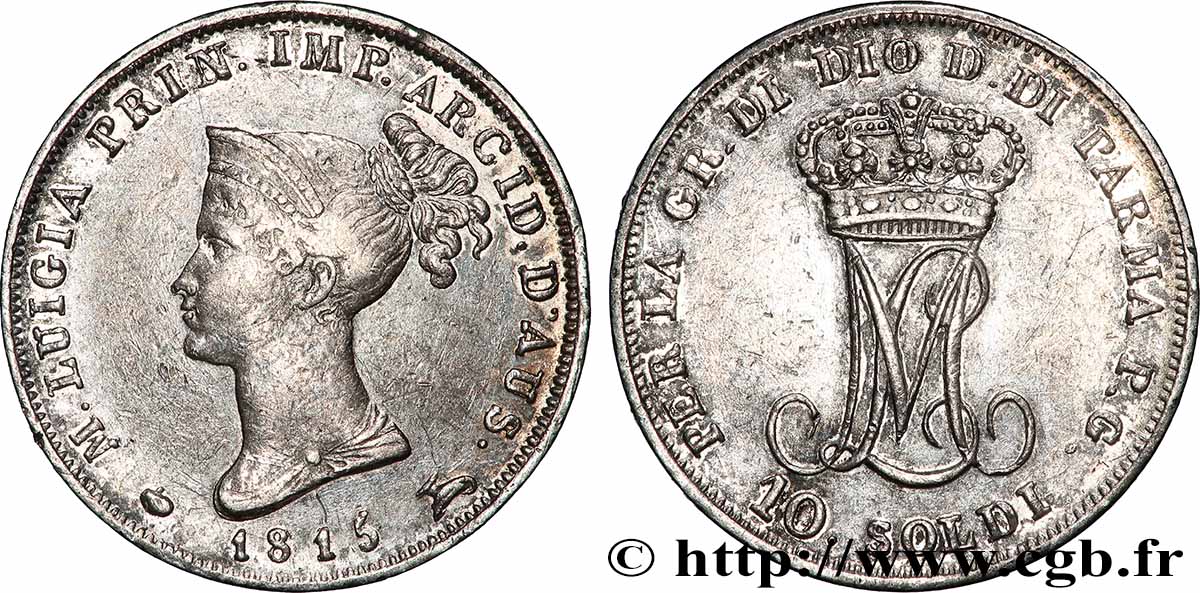 ITALY - PARMA AND PIACENZA 10 Soldi Marie-Louise 1815 Milan XF