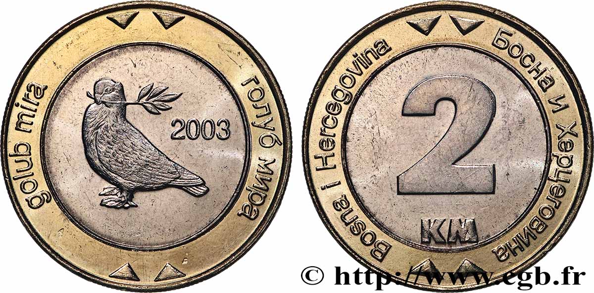 BOSNIE HERZÉGOVINE 2 Konvertible Marka Colombe de la Paix 2003 Llantrisant SPL