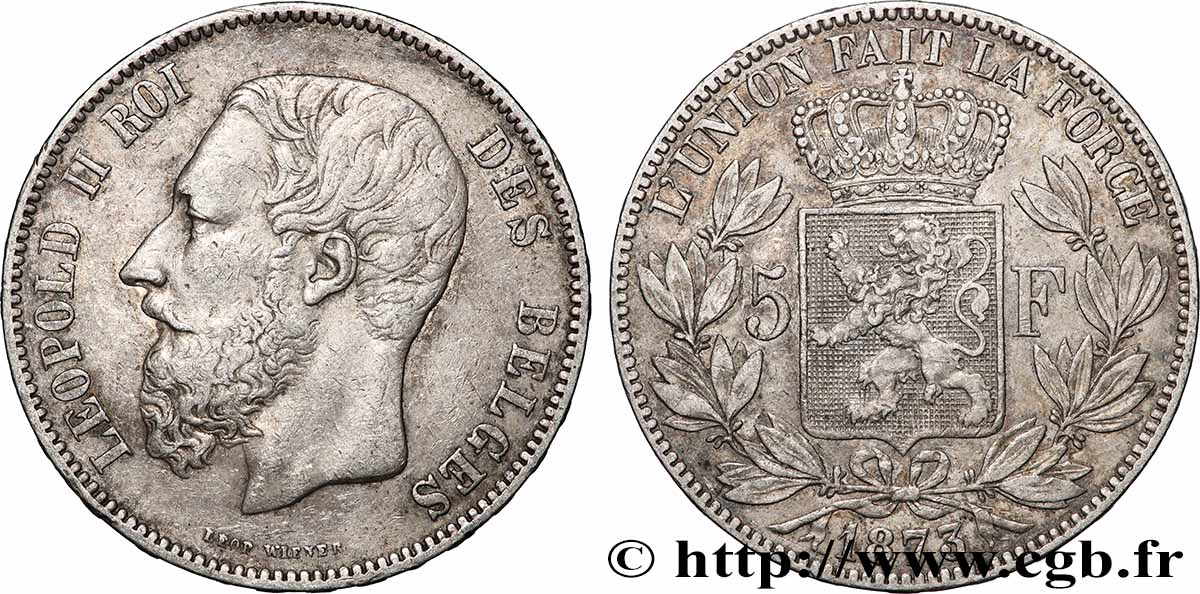 SILBER-INVESTMENT 5 Francs 1873 Bruxelles SS