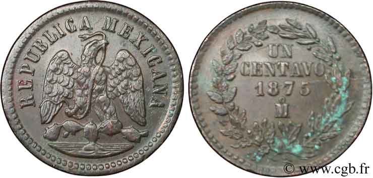 MEXIQUE 1 Centavo Aigle 1875 Mexico TTB+ 