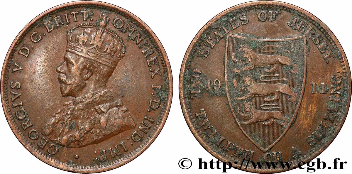 JERSEY 1/12 Shilling Georges V 1911 SS