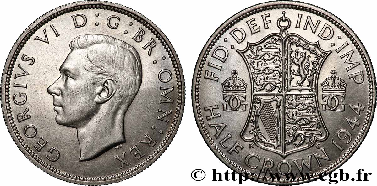 UNITED KINGDOM 1/2 Crown Georges VI 1944 Londres AU