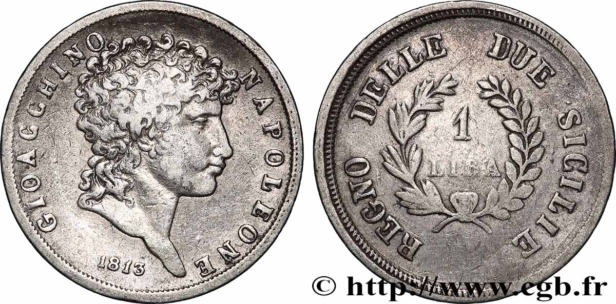 ITALY - KINGDOM OF THE TWO SICILIES 1 Lira Joachim Murat 1813 XF