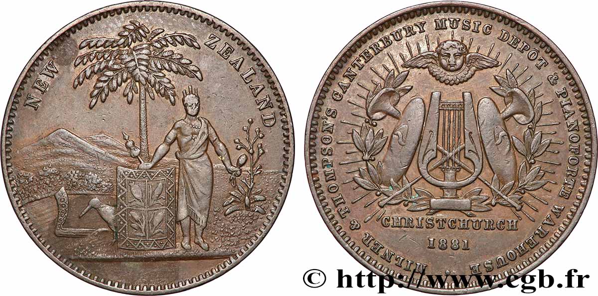 NEW ZEALAND Penny ou token Milner & Thompson 1881 Christchurch AU