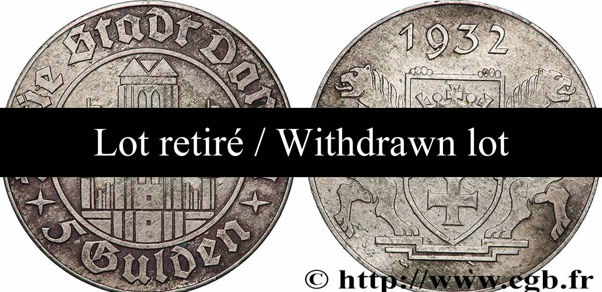 DANTZIG - VILLE LIBRE DE DANTZIG 5 Gulden - retiré/withdrawn 1932 Dantzig TTB+