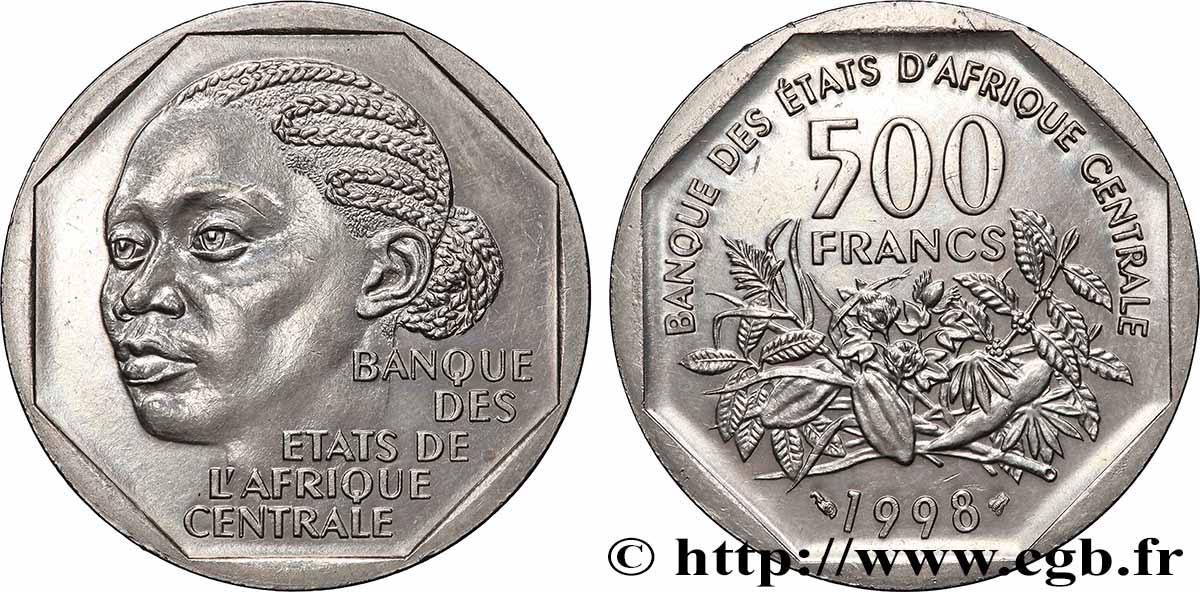 ZENTRALAFRIKANISCHE LÄNDER 500 Francs BEAC 1998 Paris VZ