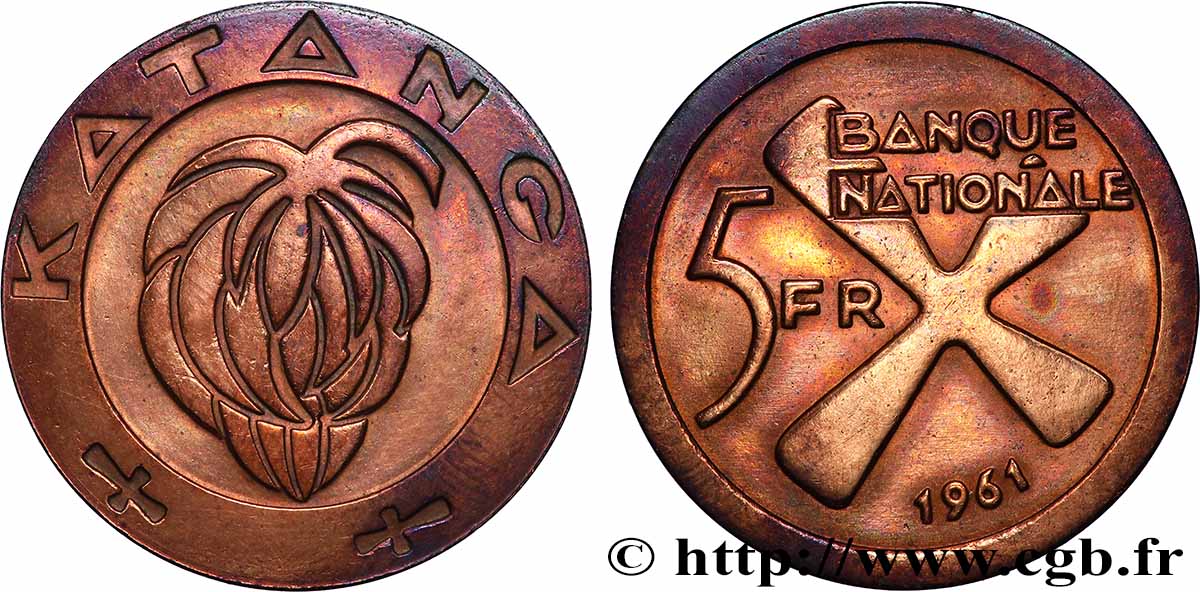 KATANGA 5 Francs 1961 Kings Norton TTB