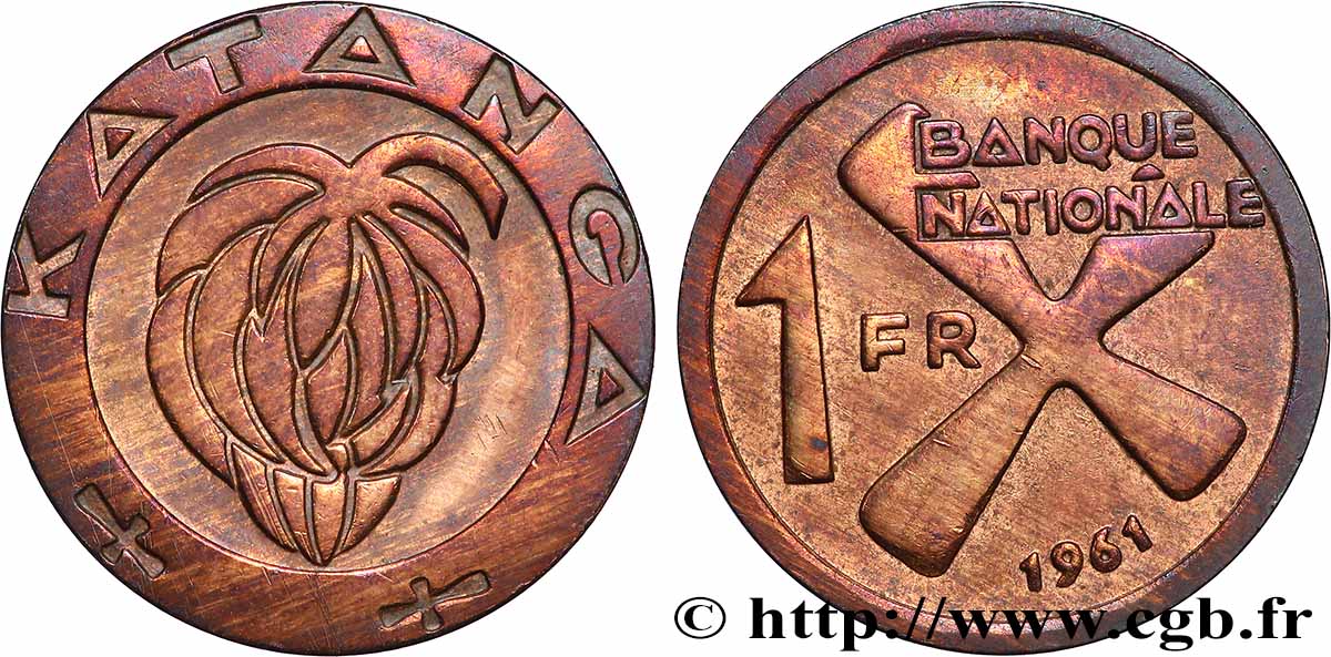 KATANGA 1 Franc 1961 Kings Norton TTB