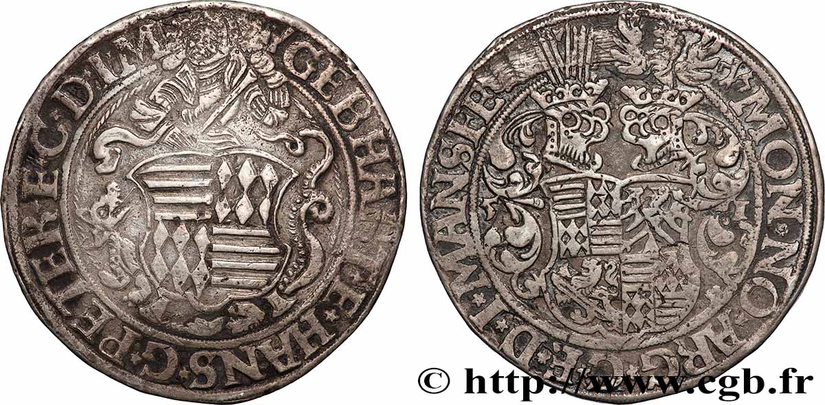 ALLEMAGNE - MANSFELD - GEBHARD VII, JOHANN GEORGES ET PIERRE ERNEST Ier Thaler 1551 Eisleben SS