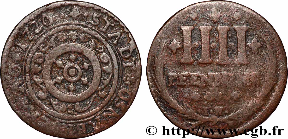 ALLEMAGNE - OSNABRÜCK 4 Pfennig emblème à la roue 1720 TB