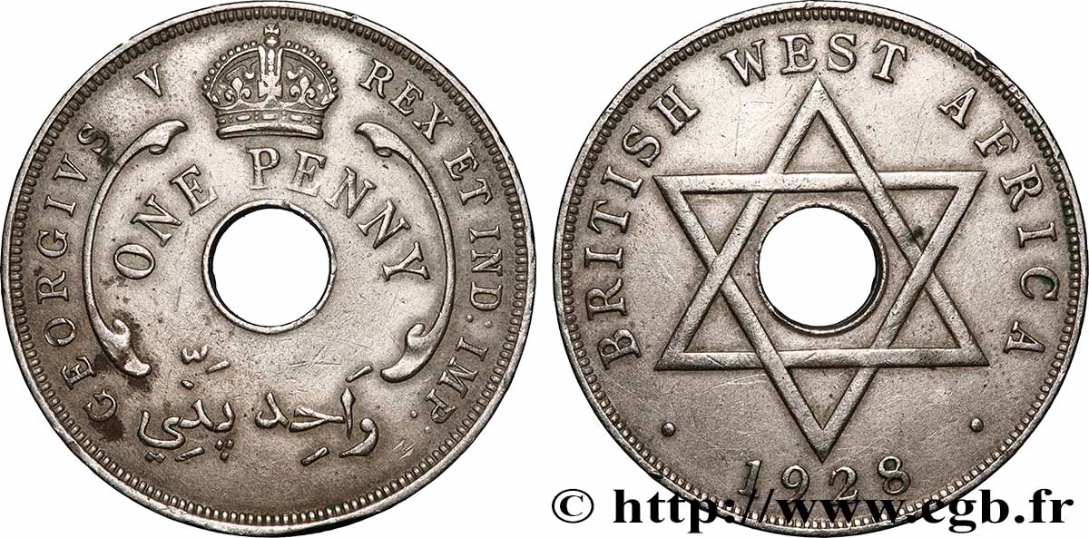 AFRIQUE OCCIDENTALE BRITANNIQUE 1 Penny Georges V 1928 Londres TTB+