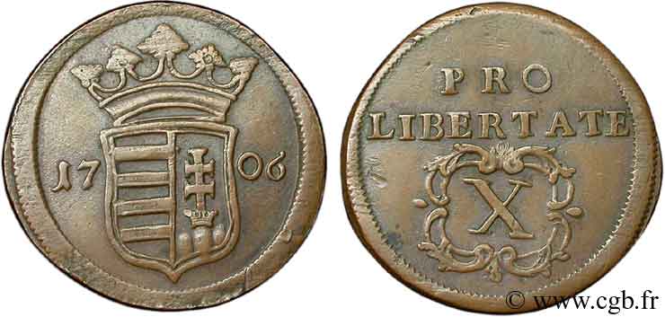 HONGRIE 10 Poltura monnayage révolutionnaire emblème de la Hongrie 1706  TTB 