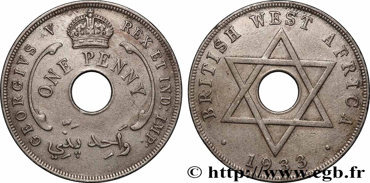 ÁFRICA OCCIDENTAL BRITÁNICA 1 Penny Georges V 1933 MBC+