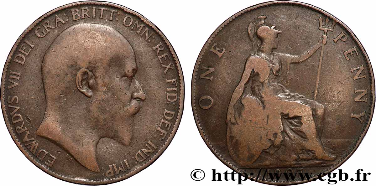 REGNO UNITO 1 Penny Edouard VII 1907 Londres MB