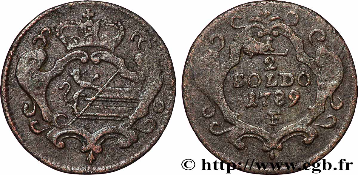 ITALY - GORIZIA 1/2 Soldo Gorizia armes de la ville 1789 Hall - F XF