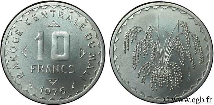 MALI Essai 10 Francs plant de mil 1976 Paris SPL 