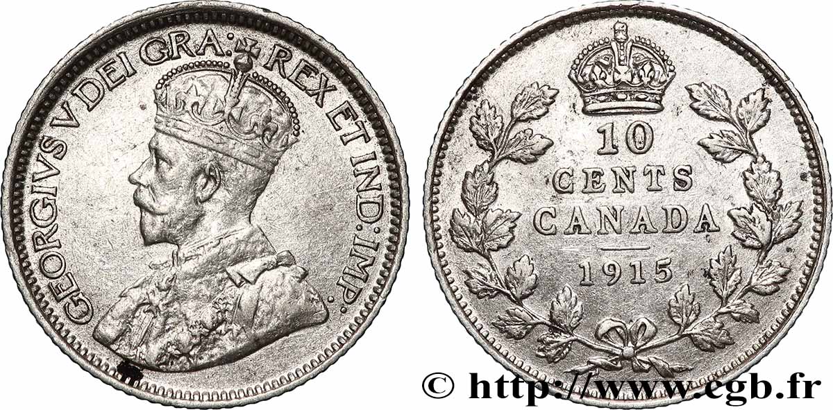 CANADA 10 Cents Georges V 1915 q.SPL