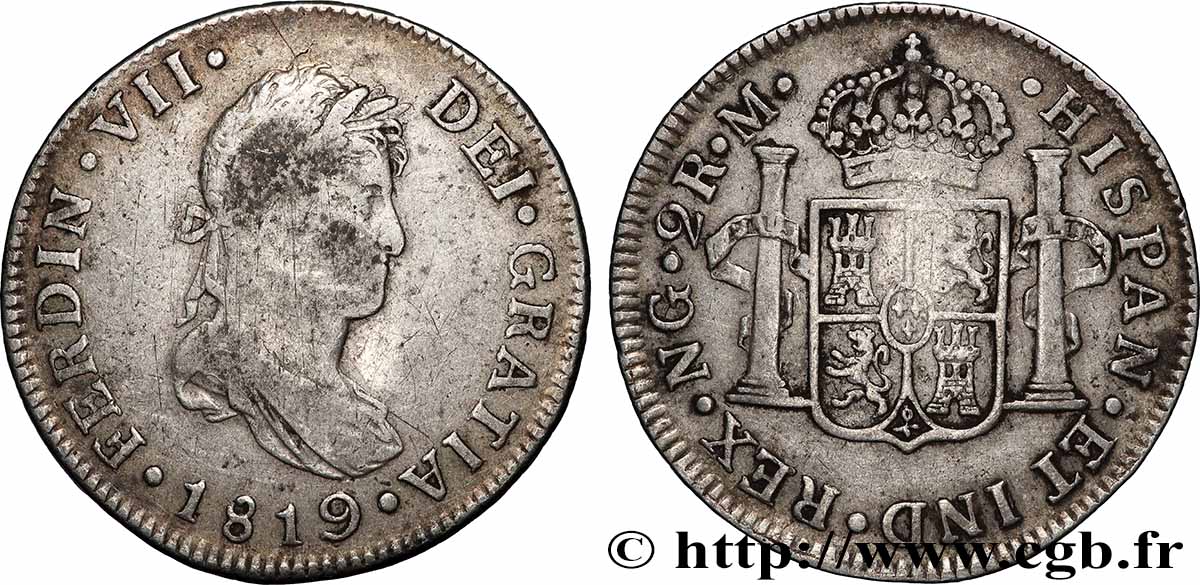 GUATEMALA 2 Reales Ferdinand VII 1819 Guatemala TB+