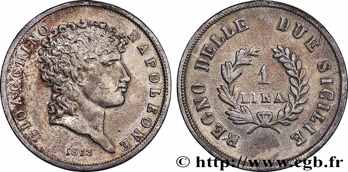 ITALY - KINGDOM OF TWO SICILIES 1 Lira Joachim Murat 1813 XF