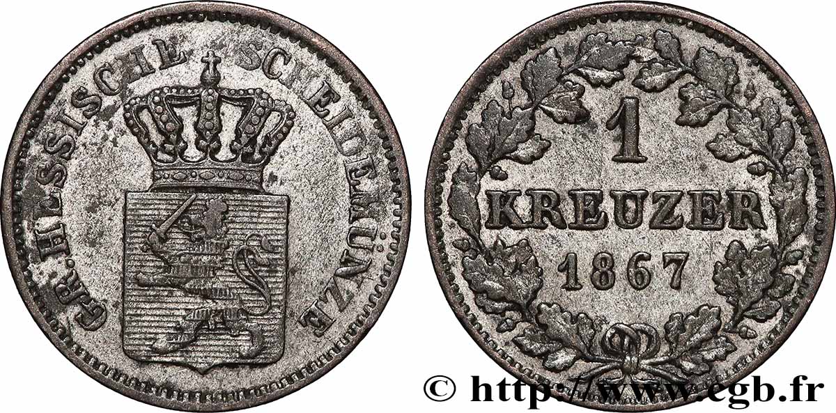 DEUTSCHLAND - HESSEN 1 Kreuzer Hesse-Darmstadt 1867 SS