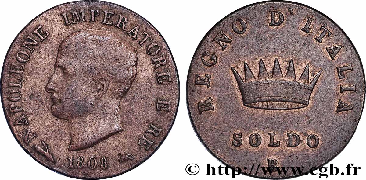 ITALIEN - Königreich Italien - NAPOLÉON I. 1 Soldo 1808 Bologne fSS