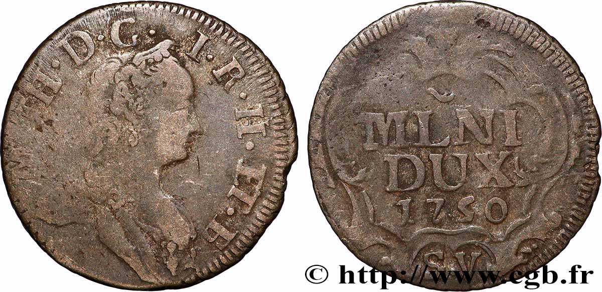 ITALIE - DUCHÉ DE MILAN - MARIE-THÉRÈSE 5 Soldi 1750 Milan VF