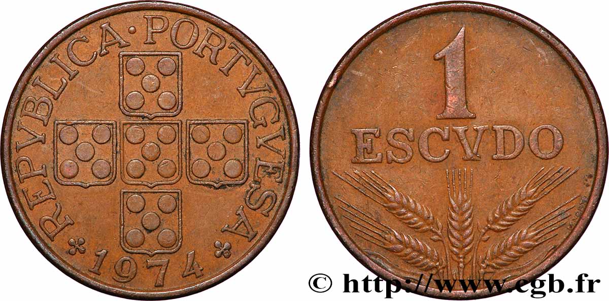 PORTUGAL 1 Escudo 1974 Lisbonne AU