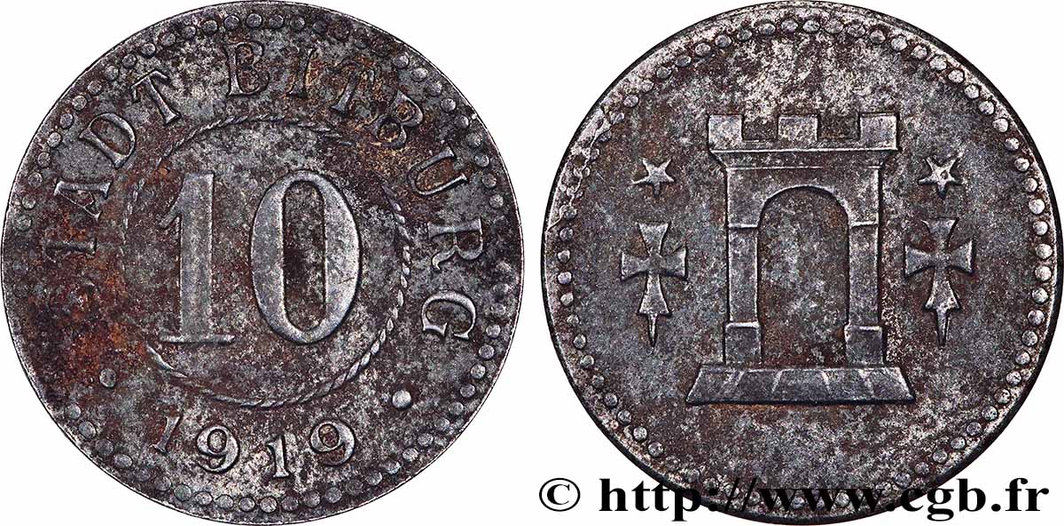ALLEMAGNE - Notgeld 10 Pfennig Bitburg (Rhénanie) 1919 TB+