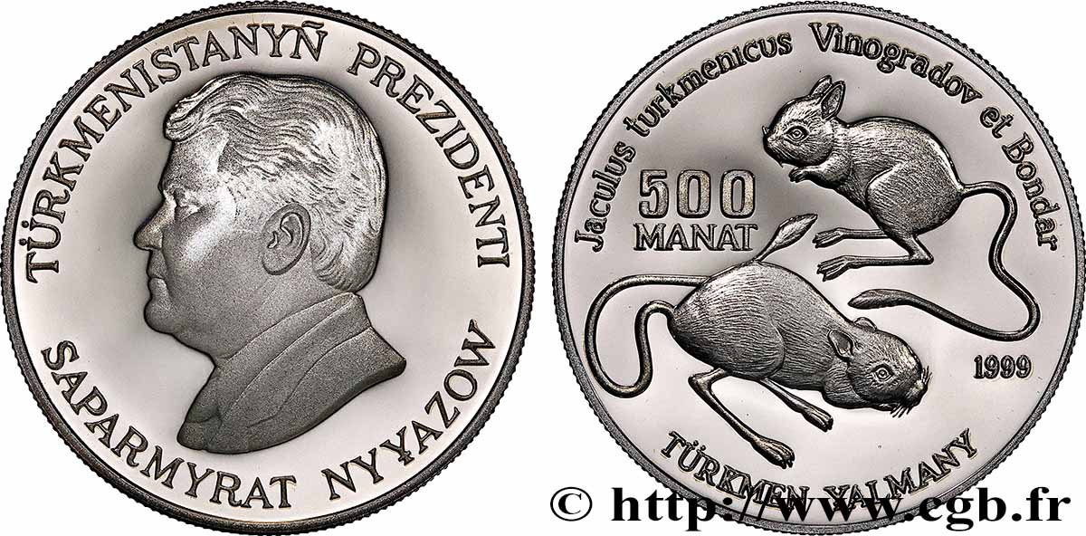 TURKMENISTAN 500 Manat Proof Gerboises de Blanford 1999 Llantrisant fST