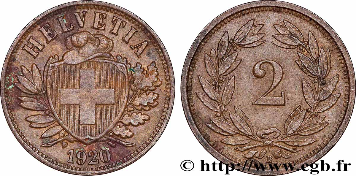 SUIZA 2 Centimes (Rappen) 1920 Berne MBC+
