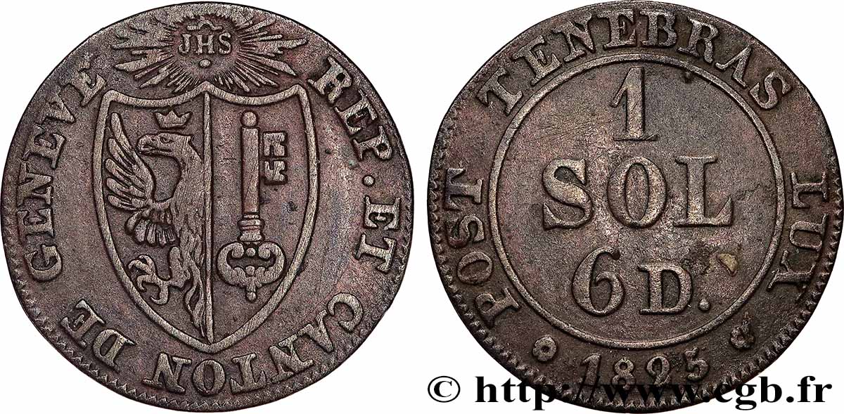 SWITZERLAND - REPUBLIC OF GENEVA 1 Sol 1825 XF