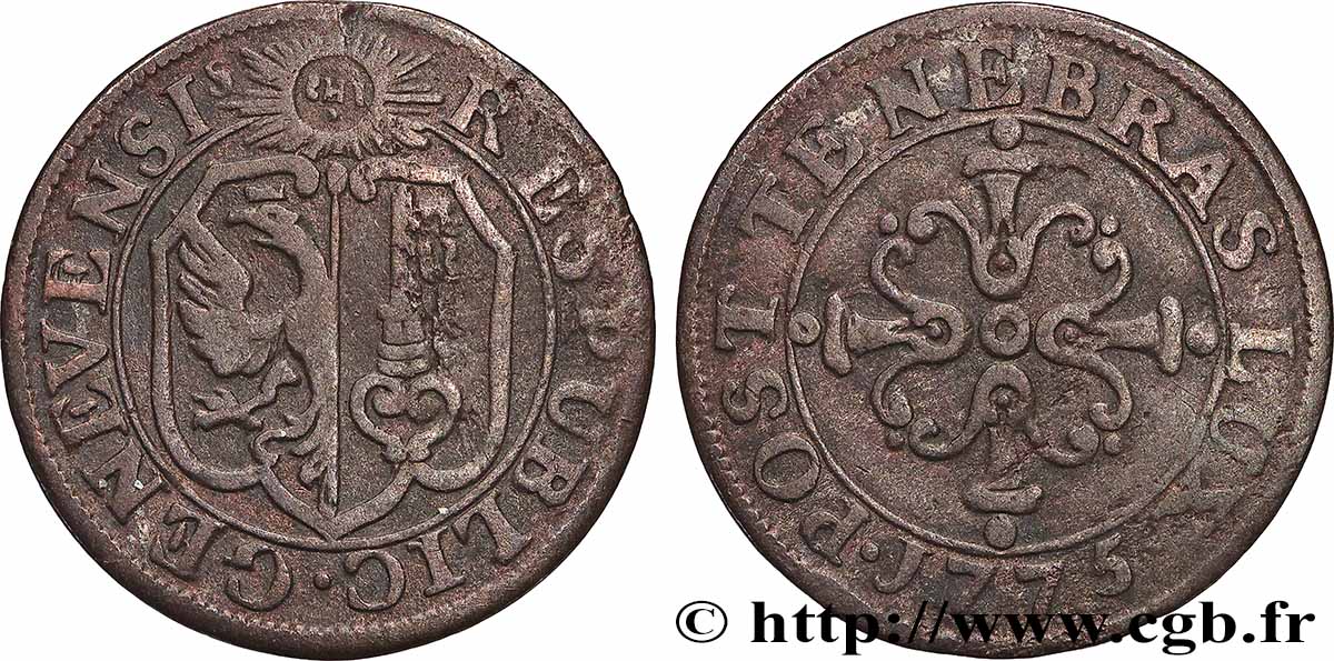 SCHWEIZ - REPUBLIK GENF 6 Deniers 1775 fSS