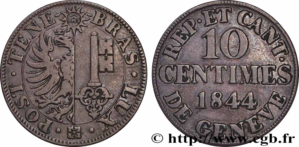 SCHWEIZ - REPUBLIK GENF 10 Centimes 1844 SS