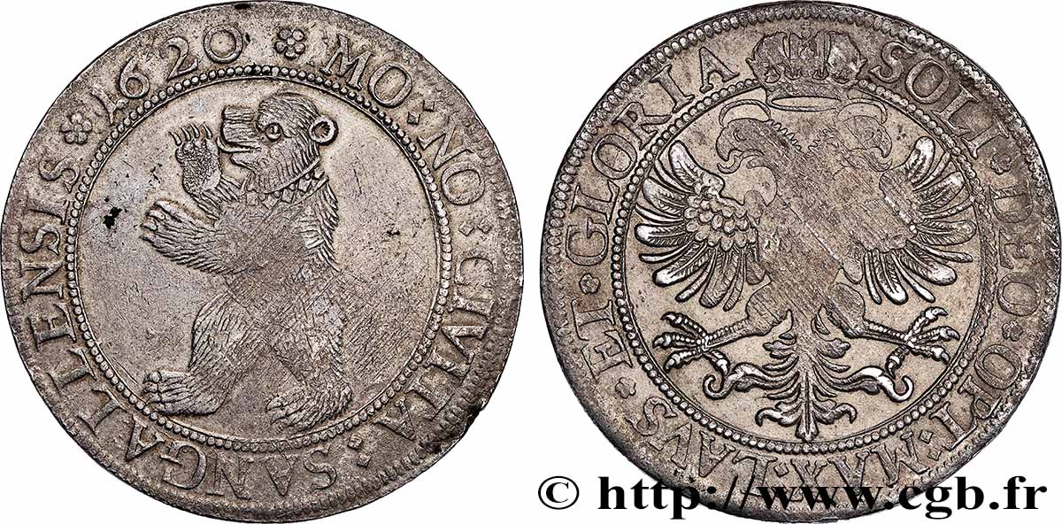 SVIZZERA - CANTON SAN GALLO Thaler à l’ours 1620 Saint-Gall BB