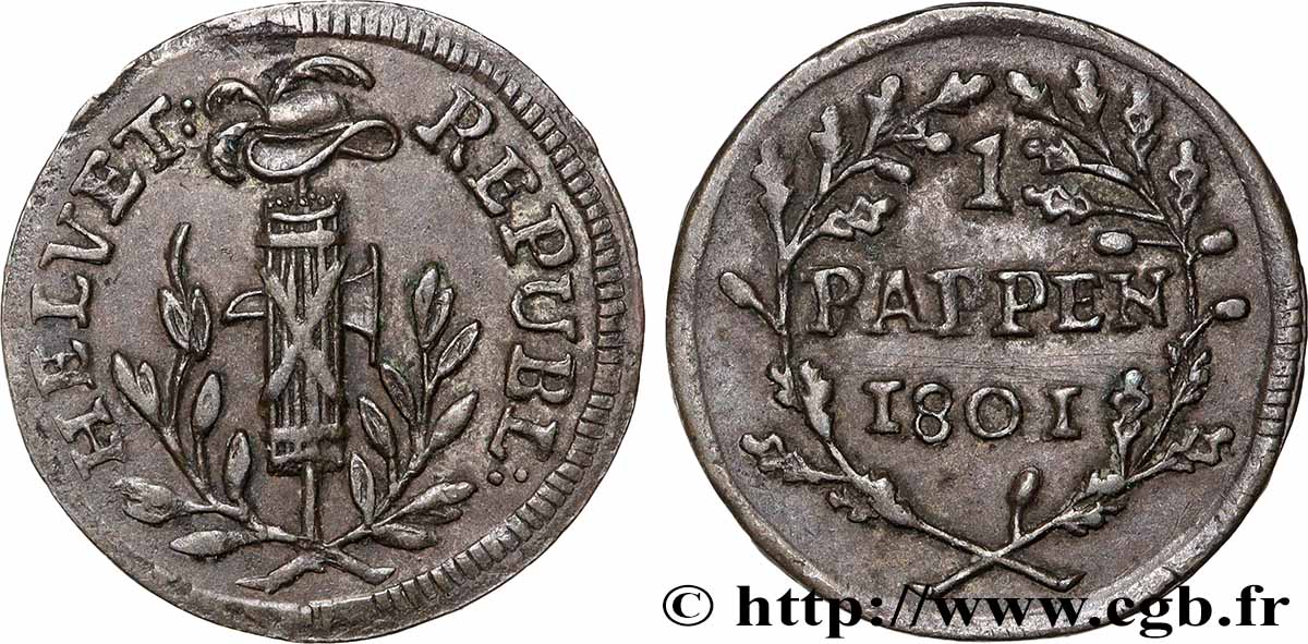 SUISSE - RÉPUBLIQUE HELVÉTIQUE 1 Rappen République Helvétique 1801 TTB+