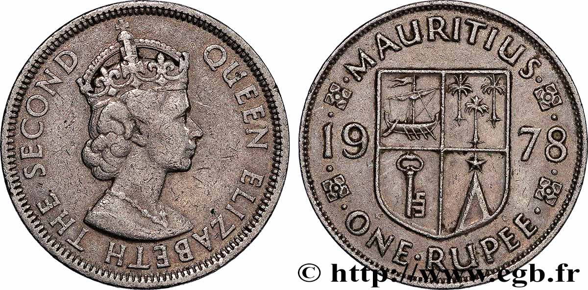 ÎLE MAURICE 1 Rupee (Roupie) Elisabeth II 1978 Llantrisant TTB