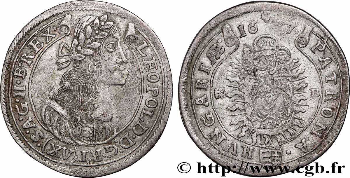 HONGRIE - ROYAUME DE HONGRIE - LÉOPOLD Ier 15 krajczar 1677 Kremnitz (Kormoczbanya) TTB