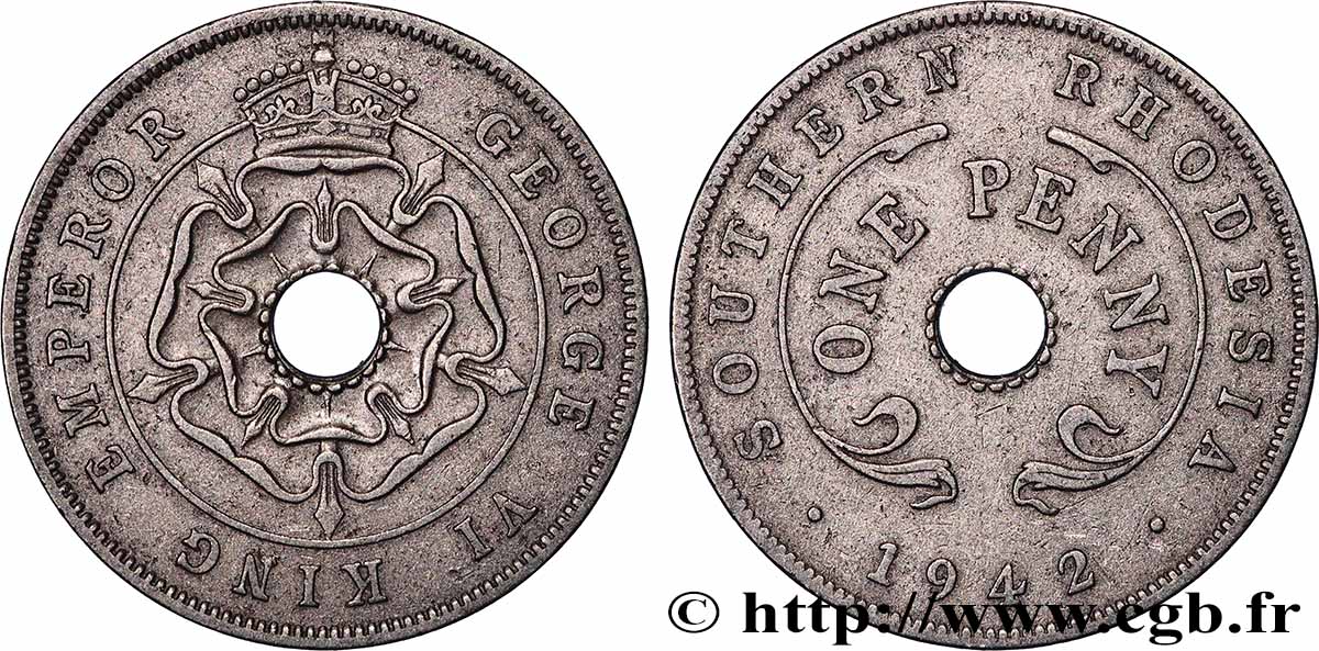RHODÉSIE DU SUD 1 Penny Georges VI 1942 Londres TTB